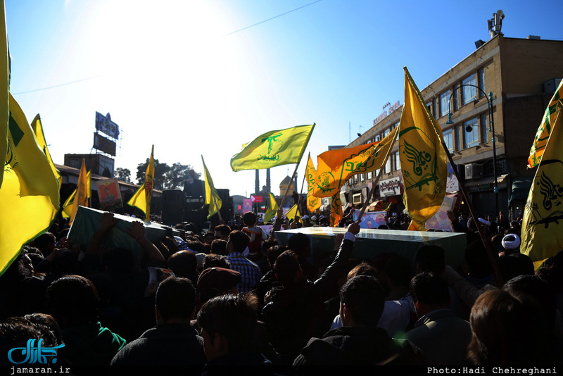 مراسم تشییع پیکر پنج شهید مدافع حرم حضرت زینب (س) در قم