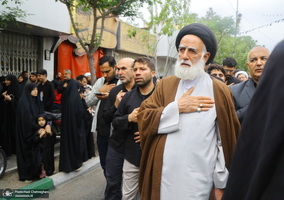 دسته عزاداری شهادت حضرت علی (ع) با حضور آیت‌الله العظمی وحید خراسانی