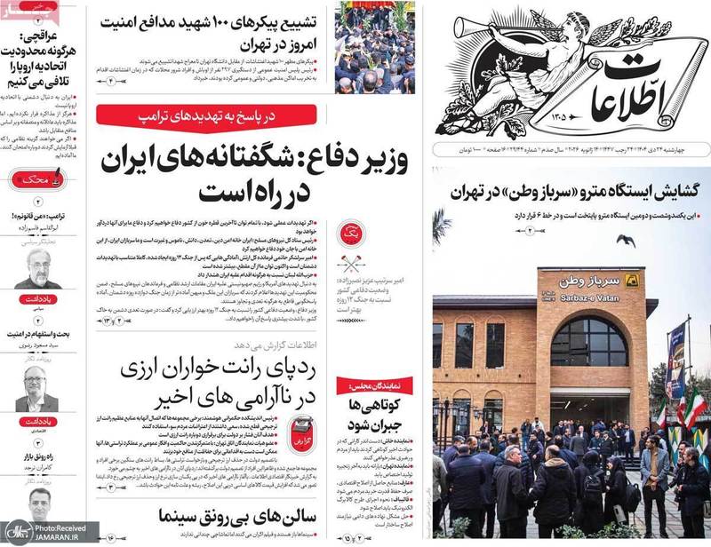 گزیده روزنامه های 24 دی 1404