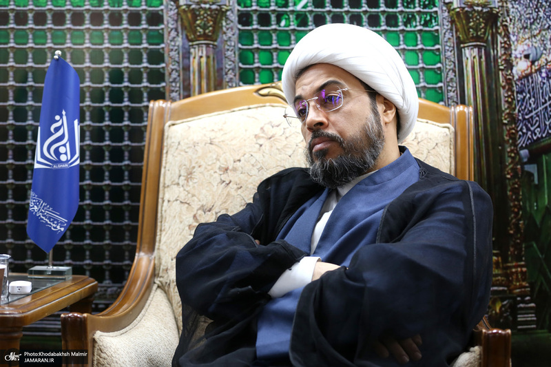 دیدار علی کمساری با شیخ الهاشمی رئیس موسسه الغری در نجف