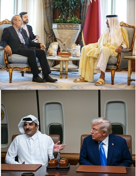تماس تلفنی امیر قطر با ترامپ همزمان با سفر علی لاریجانی به دوحه