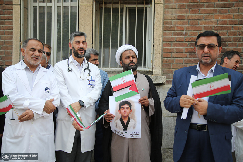 تجمع «از کربلای ایران تا کربلای غزه؛ یادمان شهدای کودک ایران و غزه» در بیمارستان امام خمینی