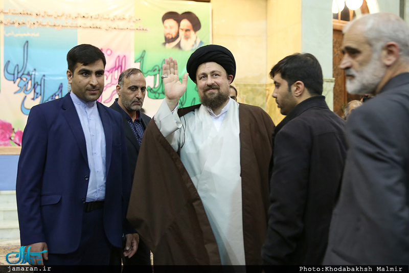 اقامه نماز مغرب و عشا توسط سید حسن خمینی در اولین پنجشنبه سال 1396