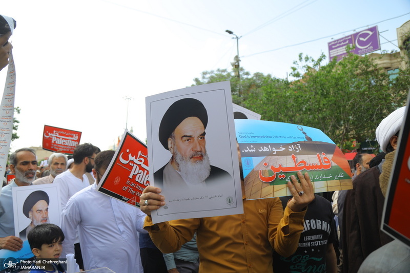 راهپیمایی نمازگزاران قمی در محکومیت جنایات رژیم صهیونیستی