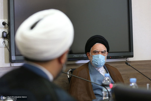 دیدار سرپرست موسسه تنظیم و نشر آثار امام خمینی(س) با مدیر حوزه علمیه خراسان / سید مصباح عاملی