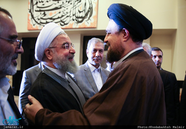 استقبال  یادگار امام از دکتر حسن روحانی در حرم مطهر امام خمینی (س) به مناسبت روز جهانی کارگر 