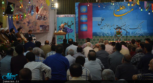 جشن بزرگ روز مباهله در حسینیه صنف لباس فروش تهران با حضور سید علی خمینی