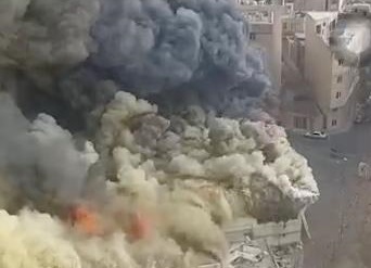 فیلمی از آتش سوزی شدید در تهران امروز، بازار جنت آباد