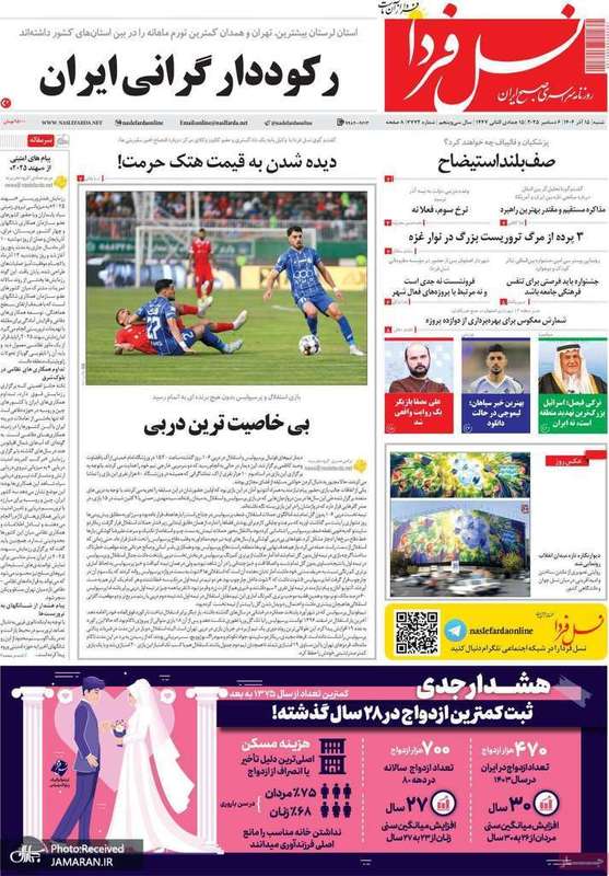 گزيده روزنامه های 15 آذر 1404