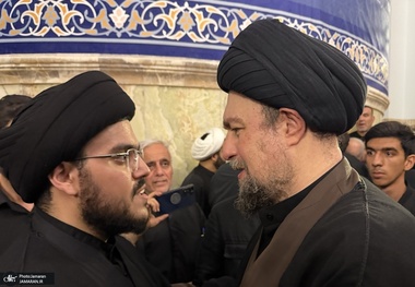دیدار پسر شهید سید حسن نصرالله و آیت‌الله سید حسن خمینی + عکس