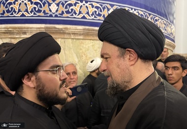 دیدار پسر شهید سید حسن نصرالله و آیت‌الله سید حسن خمینی + عکس