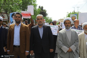راهپیمایی نمازگزاران قمی در محکومیت جنایات رژیم صهیونیستی