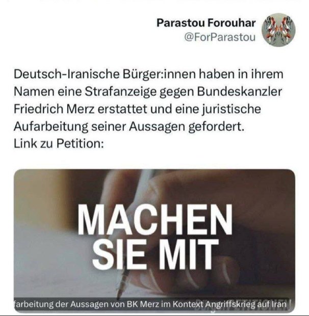 کارزار پرستو فروهر علیه صدراعظم آلمان + عکس