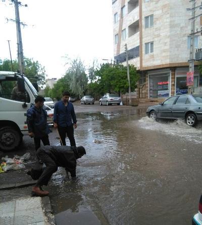 بارندگی شدید و آبگرفتگی خیابانهای جلفا