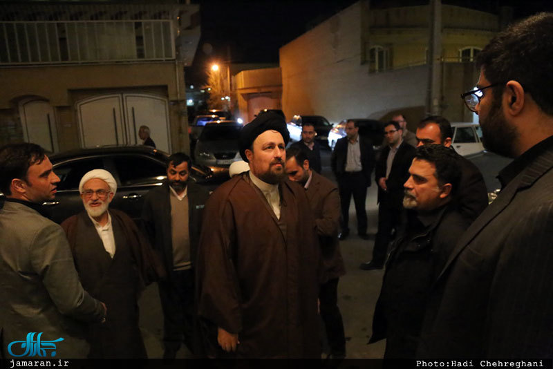 حضور سید حسن خمینی در منزل مرحوم حاج شيخ محمد حسن قرهى(ره)