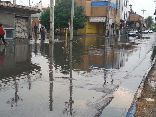 بارندگی در شوش موجب آبگرفتگی معابر شد