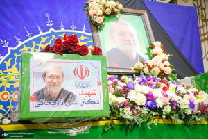 مراسم استقبال و وداع با پیکر مطهر شهید علی لاریجانی در قم