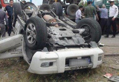 واژگونی پرادو جان راننده بدون گواهینامه را گرفت