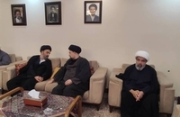 حضور آیت‌الله سید حسن خمینی در منزل آیت‌الله طاهری خرم‌آبادی