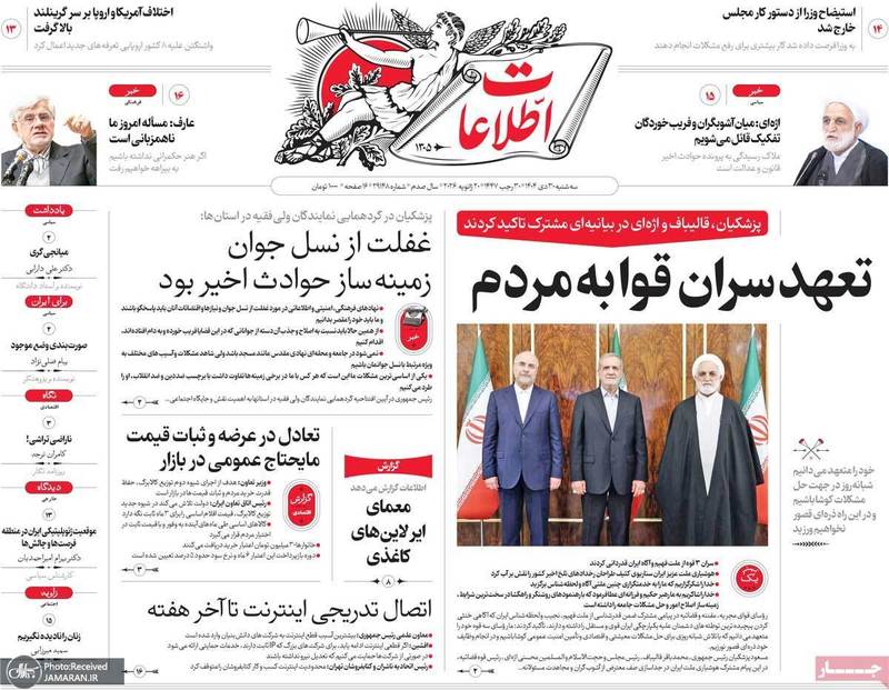 گزیده روزنامه های 30 دی 1404