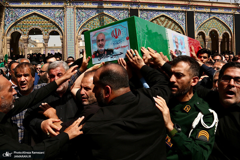 مراسم تشییع پیکر شهیدان سردار حسین سلامی و مسعود شانه ای