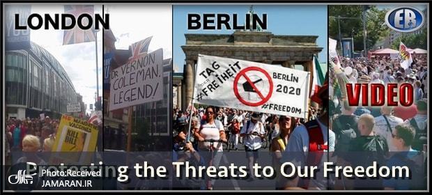 عکس/ تظاهرات ضدماسک با شعار «ماسک همان پوزه بند است»