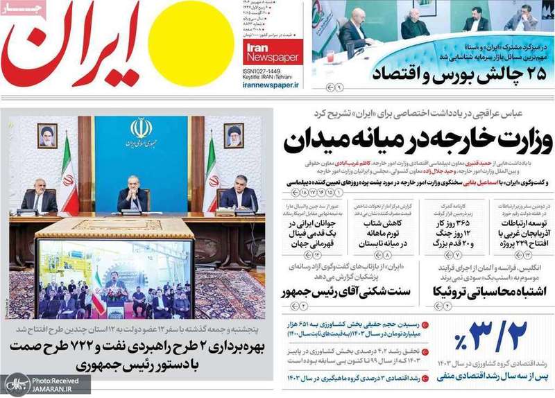 گزيده روزنامه های 8 شهریور 1404