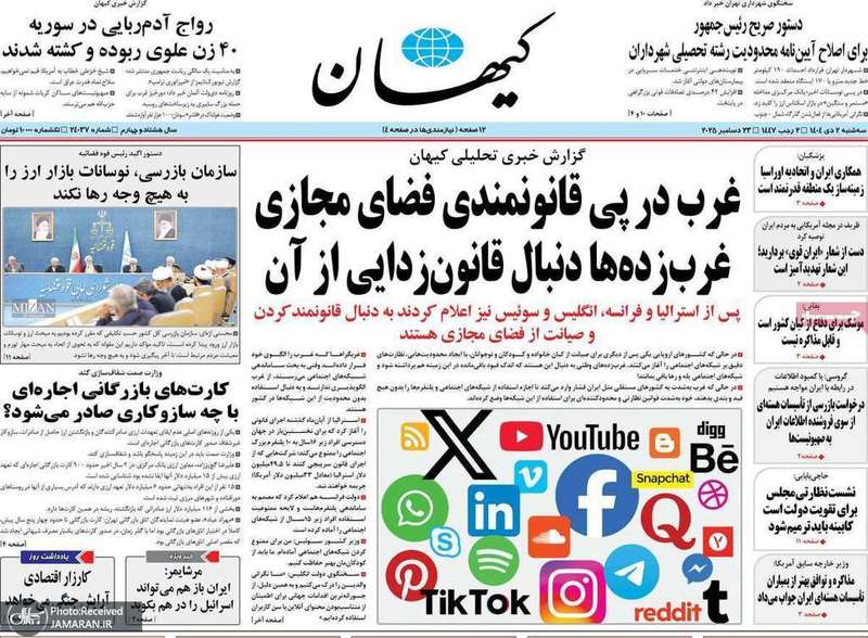 گريده روزنامه های 2 دی 1404