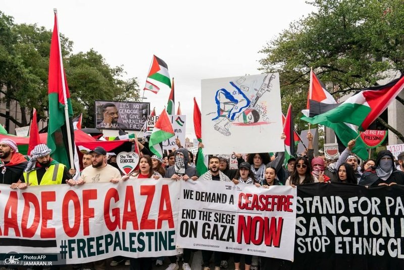تظاهرات در حمایت از مردم غزه در تگزاس و ماساچوست