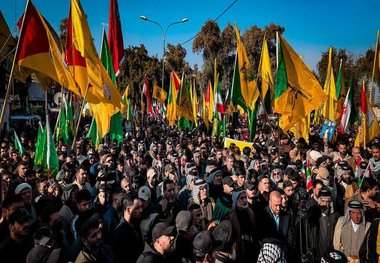 برگزاری تجمع همبستگی با ایران در مقابل سفارت ایران در بغداد در پی ناآرامی‌های اخیر