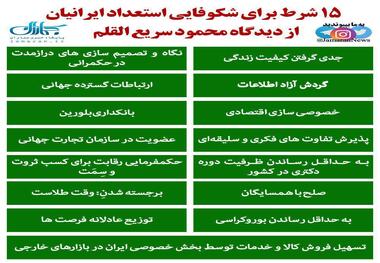  15 شرط برای شکوفایی استعداد ایرانیان از دیدگاه محمود سریع القلم