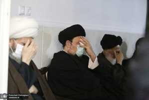 عزاداری شهادت حضرت فاطمه(س) در بیت آیت الله دوستی زنجانی با حضور سید حسن خمینی