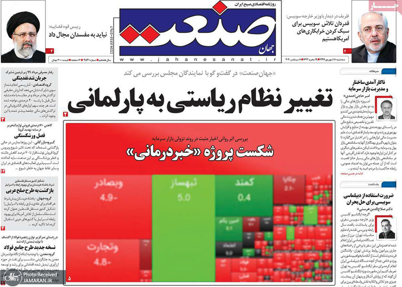 گزیده روزنامه های 18 شهریور 1399