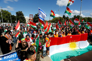 برافراشته شدن پرچم رژیم‌صهیونیستی در تظاهرات حمایت از جدایی کردستان در سوئیس