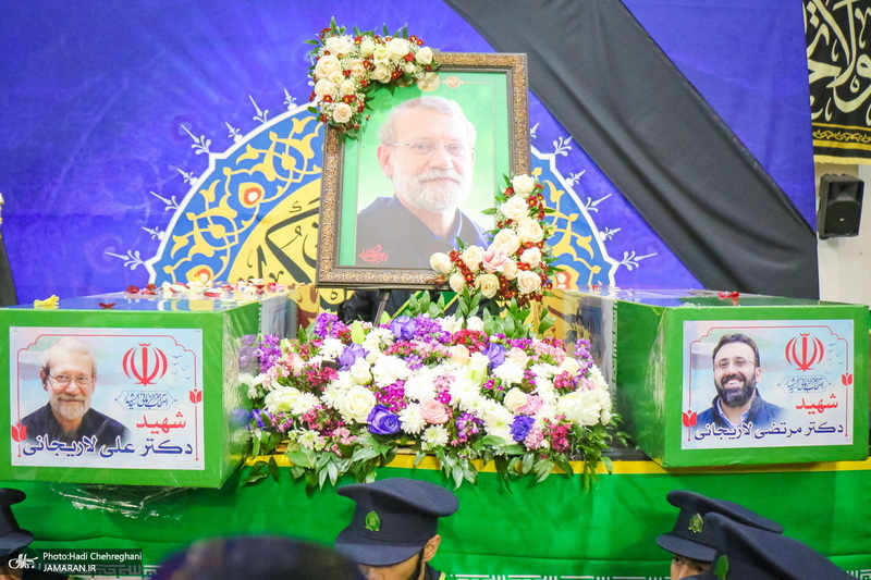 مراسم استقبال و وداع با پیکر مطهر شهید علی لاریجانی در قم