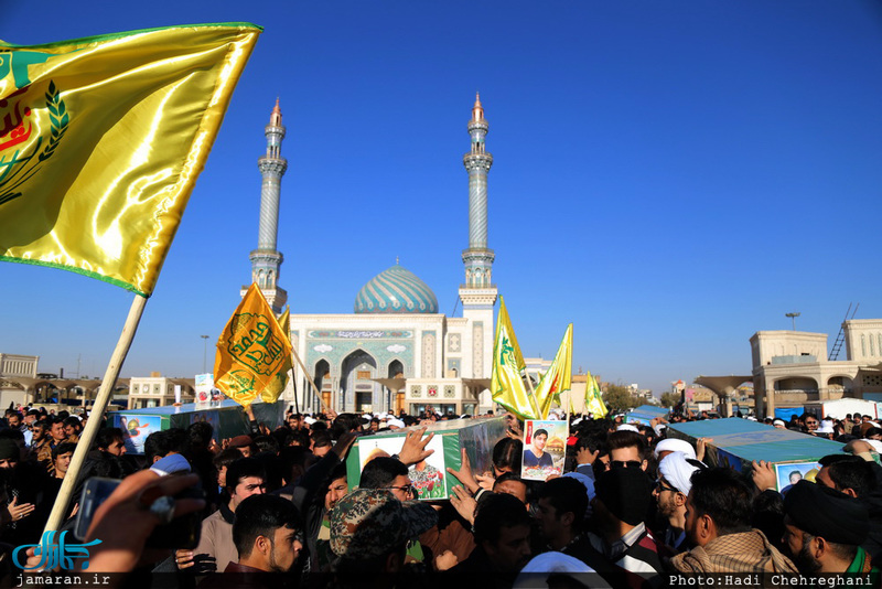 مراسم تشییع پیکر پنج شهید مدافع حرم حضرت زینب (س) در قم