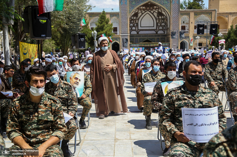 تجمع طلاب و اساتید حوزه علمیه قم در حمایت از مردم فلسطین و محکومیت حادثه تروریستی افغانستان‎