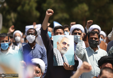 تجمع طلاب و اساتید حوزه علمیه قم در حمایت از مردم فلسطین و محکومیت حادثه تروریستی افغانستان‎