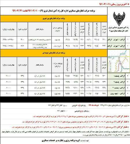 لغوحرکت برخی روزهای قطار گرگان - تهران به دلیل کاهش مسافران