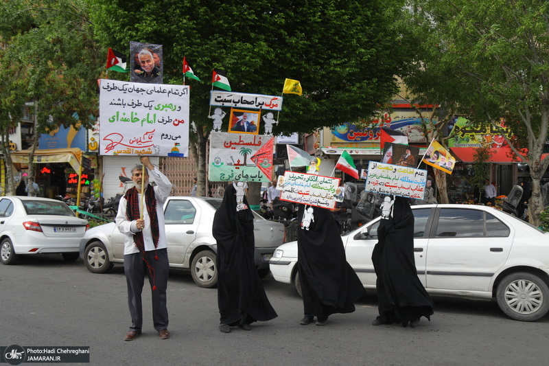 راهپیمایی نمازگزاران قمی در محکومیت جنایات رژیم صهیونیستی