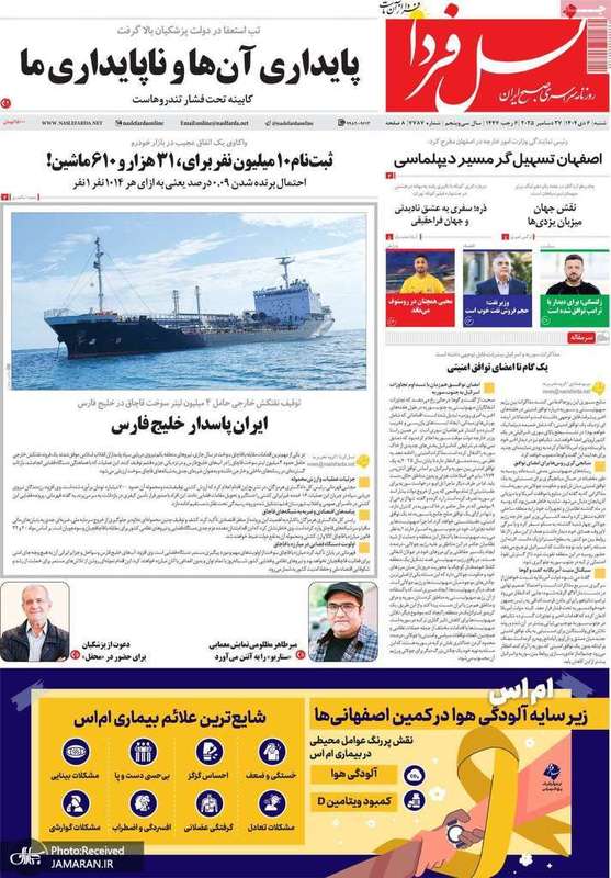 گزیده روزنامه های 6 دی 1404