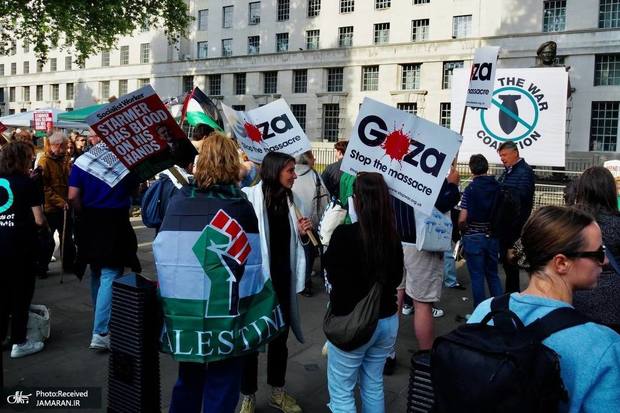 صدها نفر در لندن: تجارت اسلحه با اسرائیل فورا تمام شود + گزارش تصویری