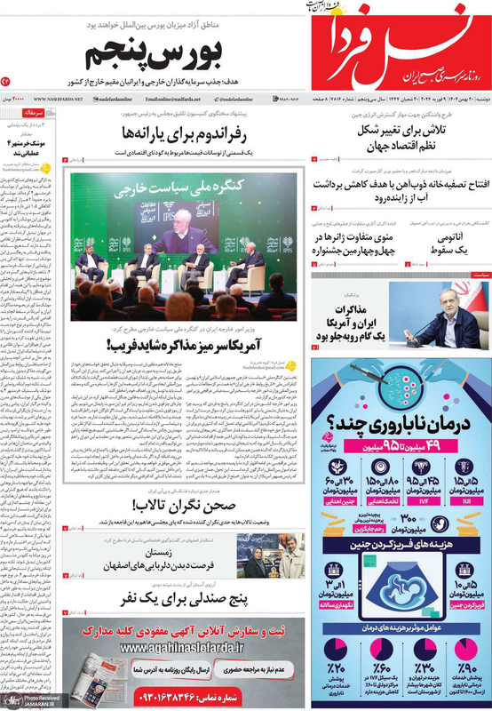 گزیده روزنامه های 20 بهمن 1404