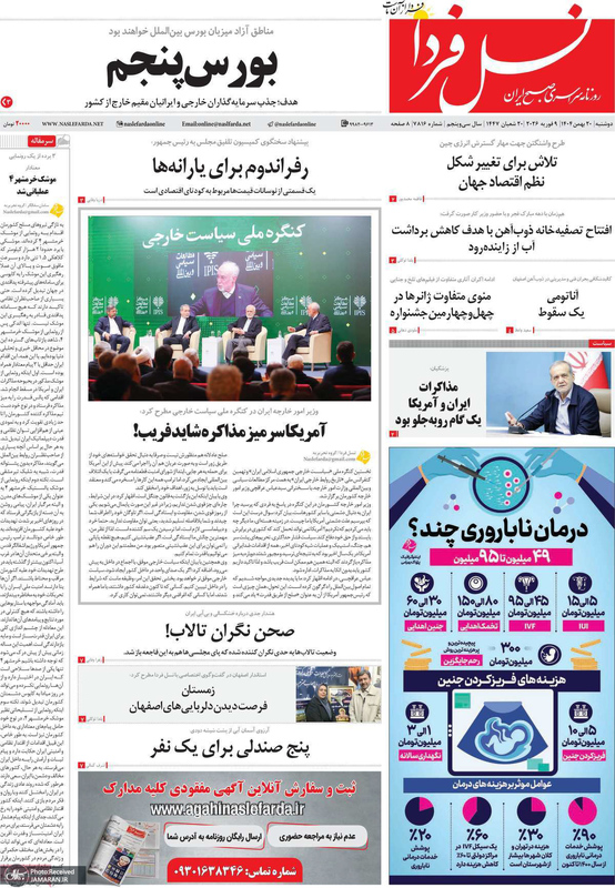 گزیده روزنامه های 20 بهمن 1404
