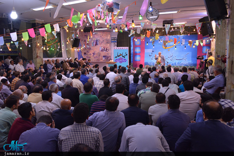 جشن بزرگ روز مباهله در حسینیه صنف لباس فروش تهران با حضور سید علی خمینی