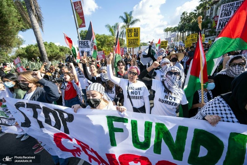 راهپیمایی مردم لس آنجلس در حمایت از آتش بس در غزه