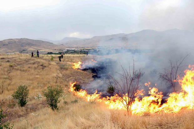 25 هکتار از اراضی و مراتع تکاب در آتش بی احتیاطی سوخت