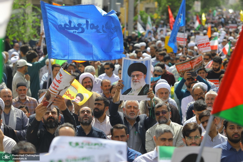 راهپیمایی نمازگزاران قمی در محکومیت جنایات رژیم صهیونیستی