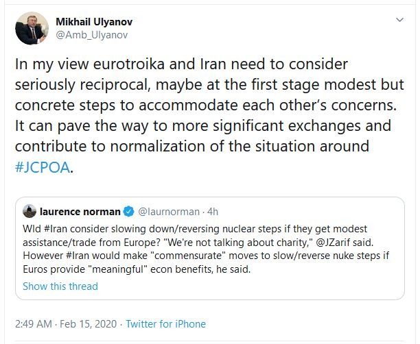 توصیه دیپلمات روس به ایران و اروپا برای عادی‌سازی وضعیت برجام