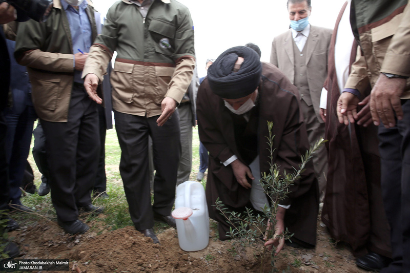کاشت درخت به مناسبت هفته درختکاری توسط سید حسن خمینی